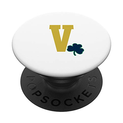 Letter V Initial with Tiny Blue Shamrock PopSockets PopGrip Swappable Grip for Phones  and  Tablets