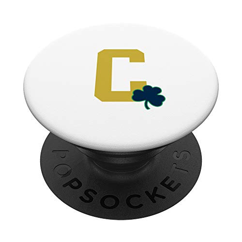 Letter C Initial with Tiny Blue Shamrock PopSockets PopGrip Swappable Grip for Phones  and  Tablets