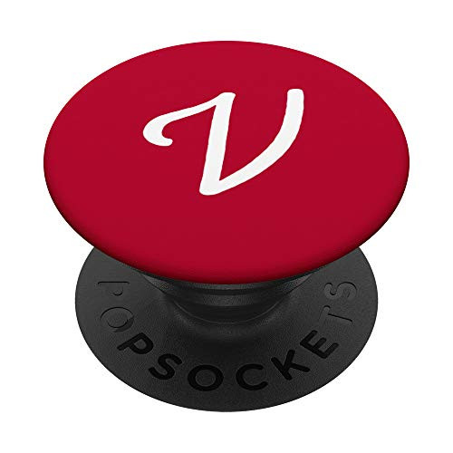 Initial Letter V Red Alphabet Monogram Matching PopSockets Grip and Stand for Phones and Tablets
