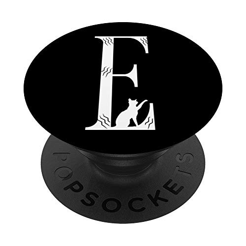 Letter E Initial Personalized Cat Lover Monogram PopSockets Grip and Stand for Phones and Tablets