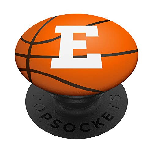 Basketball ball Monogram Initial Letter E PopSockets Grip and Stand for Phones and Tablets