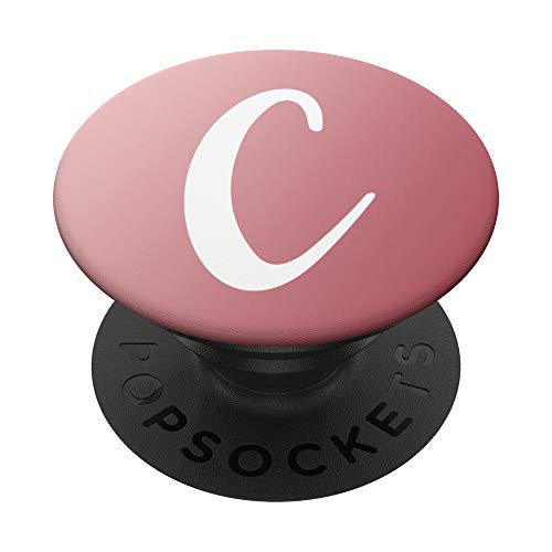 Powder Pink Coral Ombre White Initial Monogram Letter C PopSockets Grip and Stand for Phones and Tablets