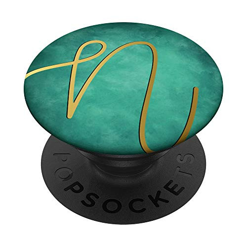 Golden Letter N On Vintage Green PopSockets PopGrip Swappable Grip for Phones  and  Tablets