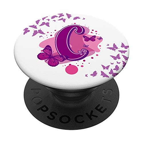 Purple Butterflies Butterfly Letter C Initials Monogram PopSockets Grip and Stand for Phones and Tablets
