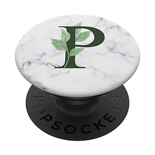 Nature Leaves Name Capital Monogram P Initial Letter PopSockets PopGrip Swappable Grip for Phones  and  Tablets