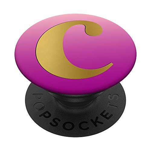 Golden Letter C On Pink Purple PopSockets PopGrip Swappable Grip for Phones  and  Tablets