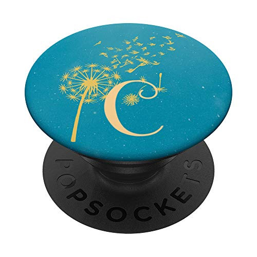 Dandelion Flower Flying Birds Monogram Initial C PopSockets Grip and Stand for Phones and Tablets