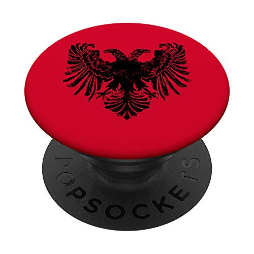 First Albanian Flag Kuq e Zi Kosova Albania Shqipe PopSockets PopGrip Swappable Grip for Phones  and  Tablets