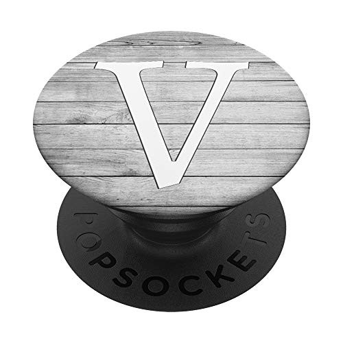 Silver White Initial Letter V Phone grip Vintage Gray Look PopSockets PopGrip Swappable Grip for Phones and Tablets Silver White Initial Letter V Phone grip Vintage Gray Look PopSockets PopGrip Swappable Grip for Phones and Tablets