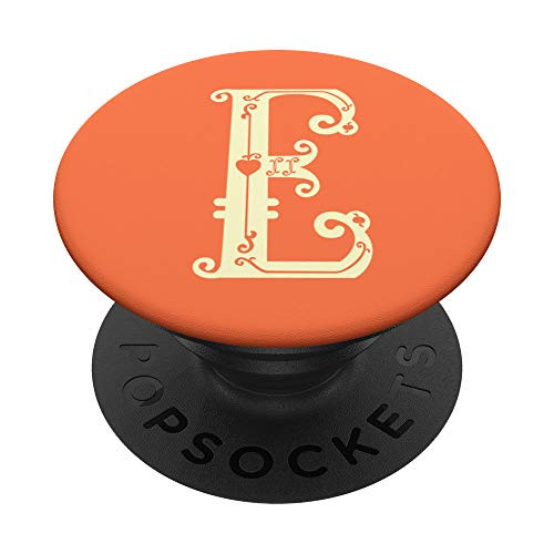 Coral And Cream Initial Monogram Letter E PopSockets Grip and Stand for Phones and Tablets