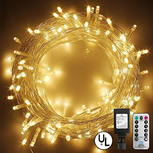 45.9 FT 100 LED Indoor String Light Fairy String Lights,Plug in String Lights with Remote 8 Modes Waterproof Indoor Outdoor Christmas Tree,Wedding Party,Wall Decoration, Extendable to 1000 LED