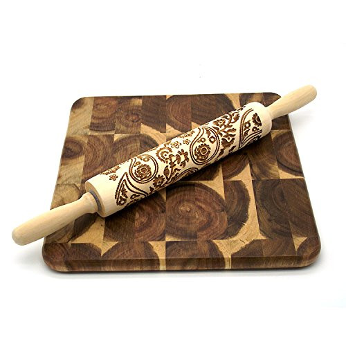 Engraved PAISLEY pattern Embossing Rolling Pin for cookies