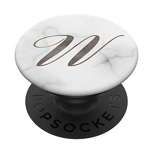 Gray Watercolor Monogram Initial Letter W PopSockets Grip and Stand for Phones and Tablets