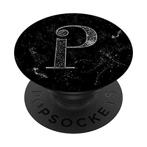 Elegant P White Black Initial Monogram Capital Letter Art PopSockets Grip and Stand for Phones and Tablets