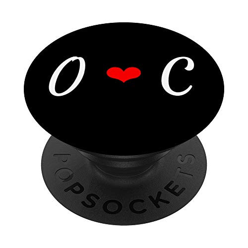 O  and  C Heart Love Initial Letter Alphabet Monogram PopSockets Grip and Stand for Phones and Tablets