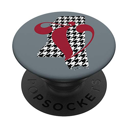 Crimson Letter V Initial Houndstooth Alabama PopSockets PopGrip Swappable Grip for Phones  and  Tablets