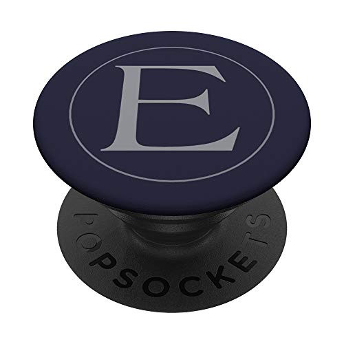 Dark Blue Letter E Initial Monogram PopSockets Grip and Stand for Phones and Tablets
