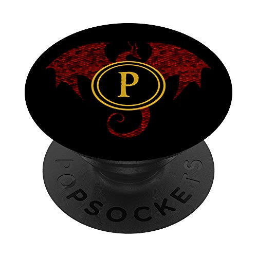 Letter P Gift Dragon Monogram Initial P PopSockets Grip and Stand for Phones and Tablets