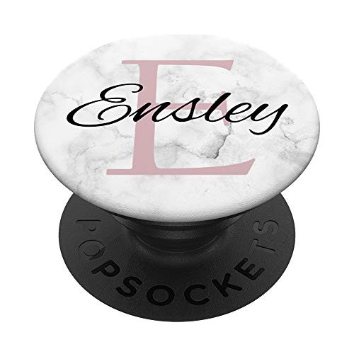 Ensley Rose Pink Monogram Letter E Girls PopSockets Grip and Stand for Phones and Tablets
