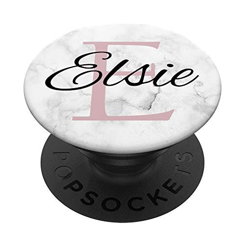 Elsie Rose Pink Monogram Letter E Girls Personalized PopSockets Grip and Stand for Phones and Tablets