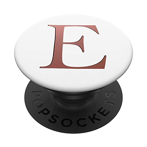 Rose Pink Letter-E Monogram On White PopSockets PopGrip Swappable Grip for Phones  and  Tablets