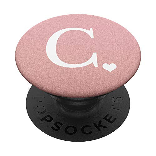White Initial Letter C heart Monogram on Rose Pink PopSockets PopGrip Swappable Grip for Phones and Tablets White Initial Letter C heart Monogram on Rose Pink PopSockets PopGrip Swappable Grip for Phones and Tablets