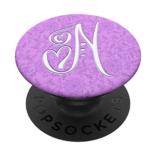 N Monogram Alphabet Capital Initial Letter Hearts PopSockets Grip and Stand for Phones and Tablets