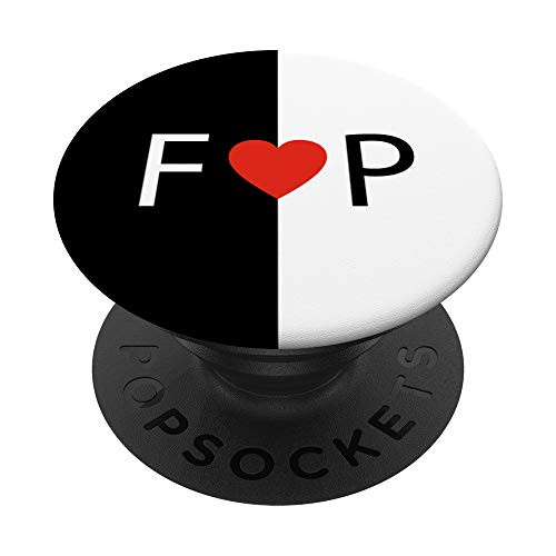 F love P letters Heart Black  and  White monogram initial design PopSockets Grip and Stand for Phones and Tablets