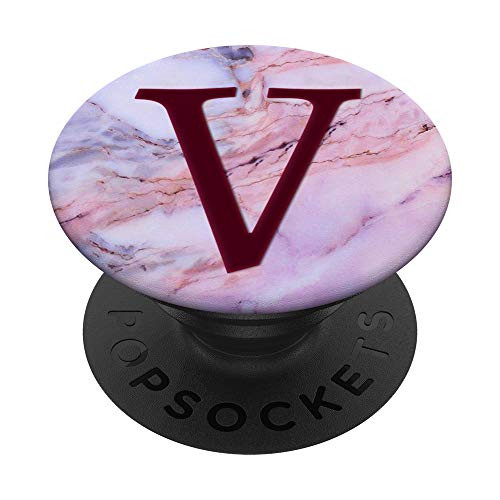 Red Wine Pattern Initial Letter V On Pink Grey Blue PopSockets PopGrip Swappable Grip for Phones  and  Tablets