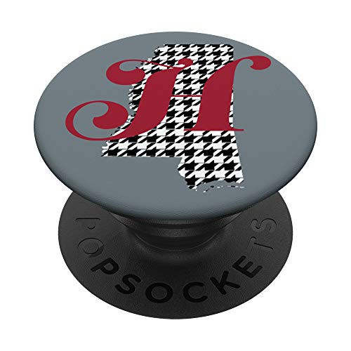 Crimson Letter H Initial Houndstooth Alabama PopSockets PopGrip Swappable Grip for Phones  and  Tablets