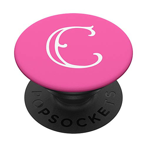 Capital Letter C Initial Monogram White on Hot Pink PopSockets Grip and Stand for Phones and Tablets