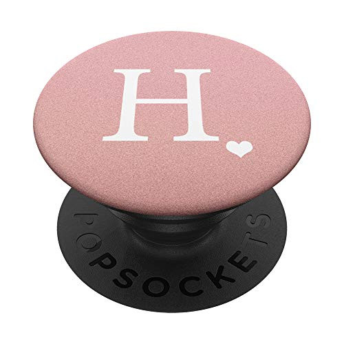 White Initial Letter H heart Monogram on Rose Pink PopSockets PopGrip Swappable Grip for Phones and Tablets White Initial Letter H heart Monogram on Rose Pink PopSockets PopGrip Swappable Grip for Phones and Tablets