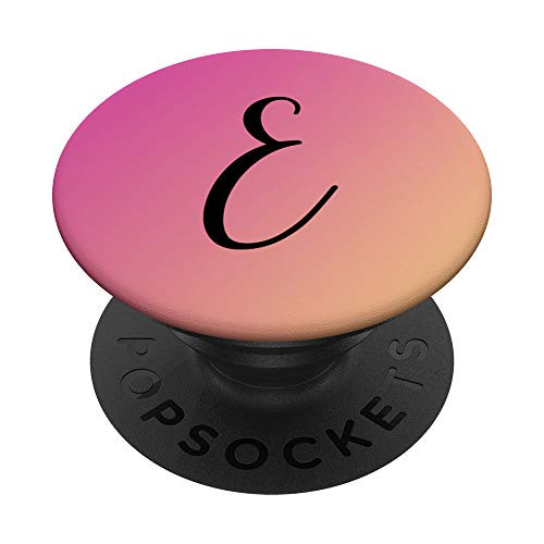 Letter E Pink Orange Pastel Sunset Ombre Gradient Initial E PopSockets Grip and Stand for Phones and Tablets