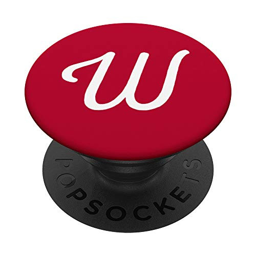 Initial Letter W Red Alphabet Monogram Matching PopSockets Grip and Stand for Phones and Tablets