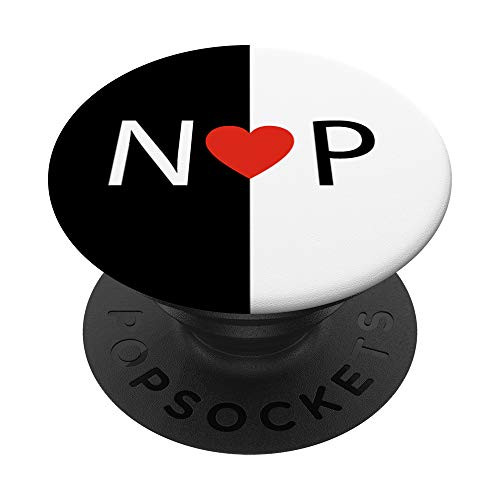 N love P letters Heart Black  and  White monogram initial design PopSockets Grip and Stand for Phones and Tablets