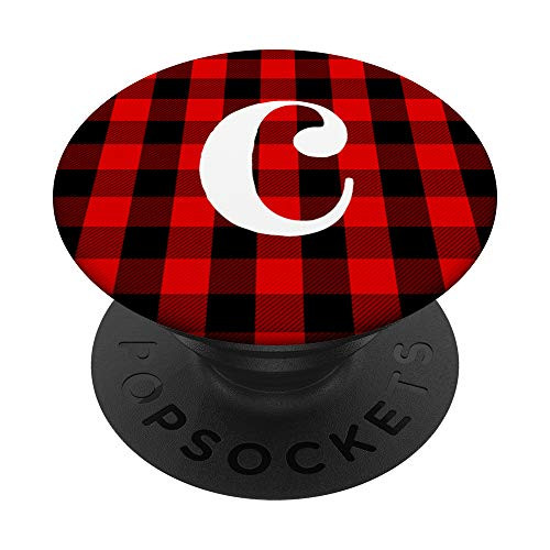 Buffalo Plaid Personalized Monogram Initial Letter inchCinch PopSockets PopGrip Swappable Grip for Phones  and  Tablets