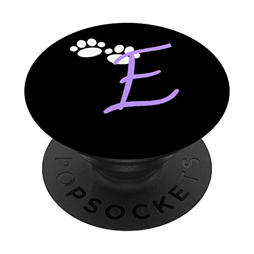 Monogram Letter E with Dog Cat Paws Initial E PopSockets Grip and Stand for Phones and Tablets