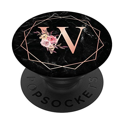 Initial Letter W Monogram Rose Pink Flower Personalized Gift PopSockets Grip and Stand for Phones and Tablets