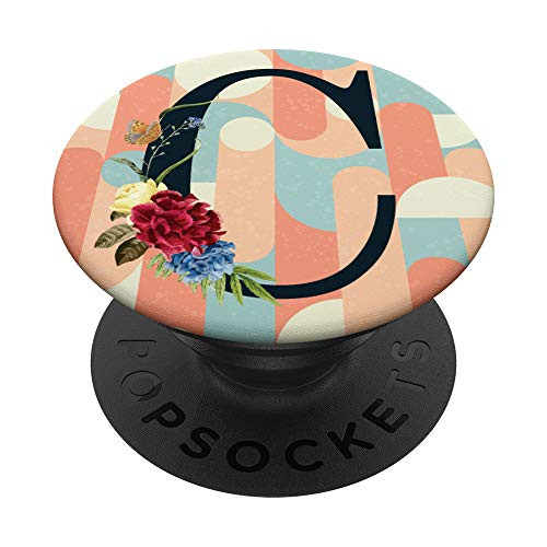 Letter C initial Monogram Floral phone stand PopSockets Grip and Stand for Phones and Tablets