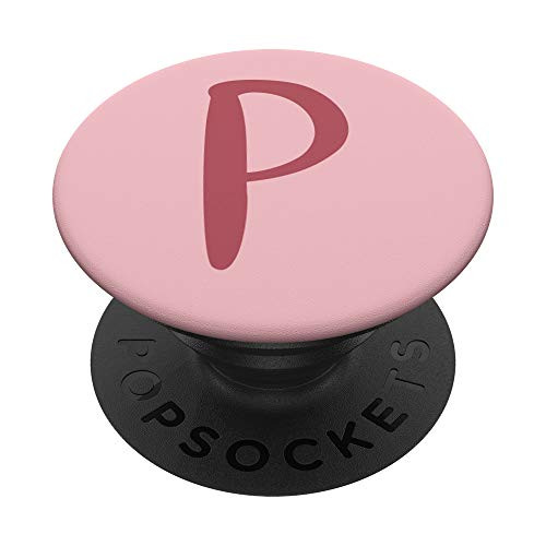 Powder Ballet Pink Coral Initial Monogram Letter P PopSockets Grip and Stand for Phones and Tablets