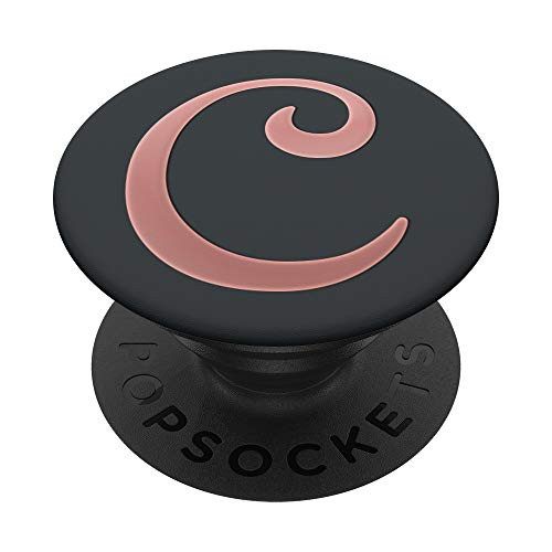 Golden Rose Pink Initial Letter C On Dark Gray PopSockets PopGrip Swappable Grip for Phones  and  Tablets