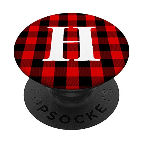Buffalo Plaid Personalized Monogram Initial Letter inchHinch PopSockets PopGrip Swappable Grip for Phones  and  Tablets