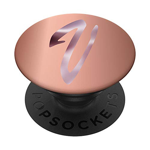 Initial Letter V Name Monogram Dusty Rose Phone Gift PopSockets Grip and Stand for Phones and Tablets