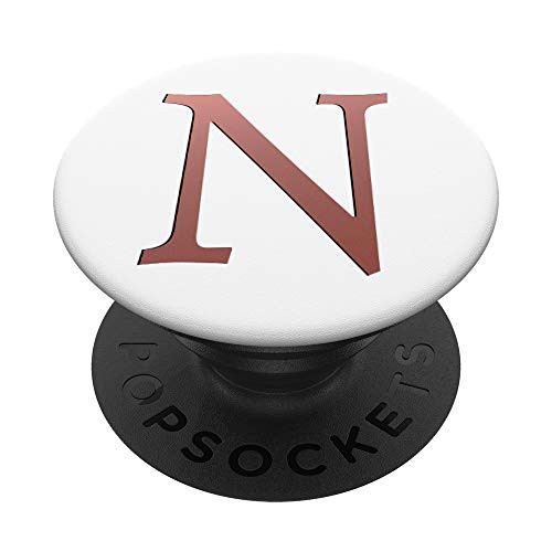 Rose Pink Letter N Monogram On White PopSockets PopGrip Swappable Grip for Phones  and  Tablets