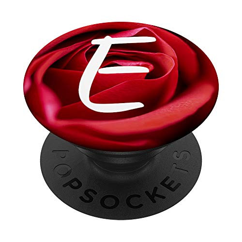 Rose Pop Letter E Phone Stand Monogram Initial Single Red PopSockets Grip and Stand for Phones and Tablets