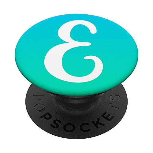White Letter E Monogram Initial on Aqua Mint Ombre Gradient PopSockets Grip and Stand for Phones and Tablets