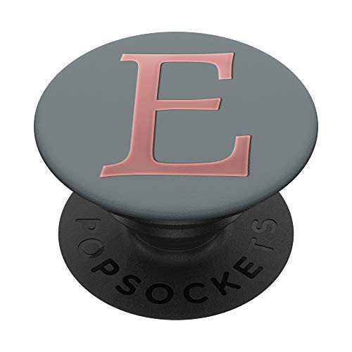 Golden Rose Pink Initial Letter-E On Slate Gray PopSockets PopGrip Swappable Grip for Phones  and  Tablets