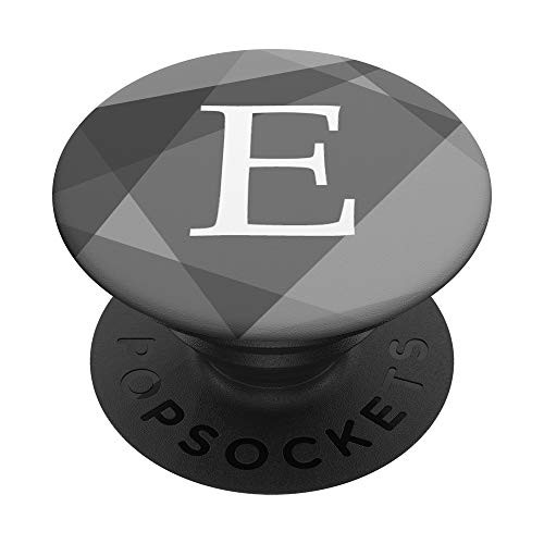 Letter E Charcoal Gray Polygonal Monogram PopSockets Grip and Stand for Phones and Tablets