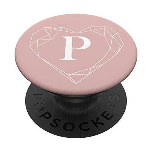 Rose Pink White Monogram Letter P Initial Heart Design PopSockets PopGrip Swappable Grip for Phones and Tablets Rose Pink White Monogram Letter P Initial Heart Design PopSockets PopGrip Swappable Grip for Phones and Tablets