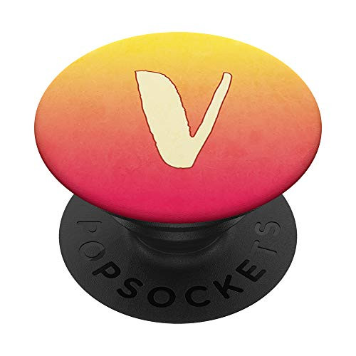 Orange Yellow Gradient Ombre Monogram Initial Letter V PopSockets Grip and Stand for Phones and Tablets